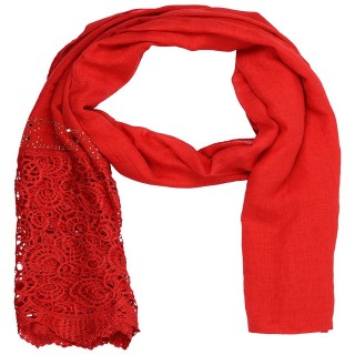 Designer Cotton Plain Women's Stole - Red